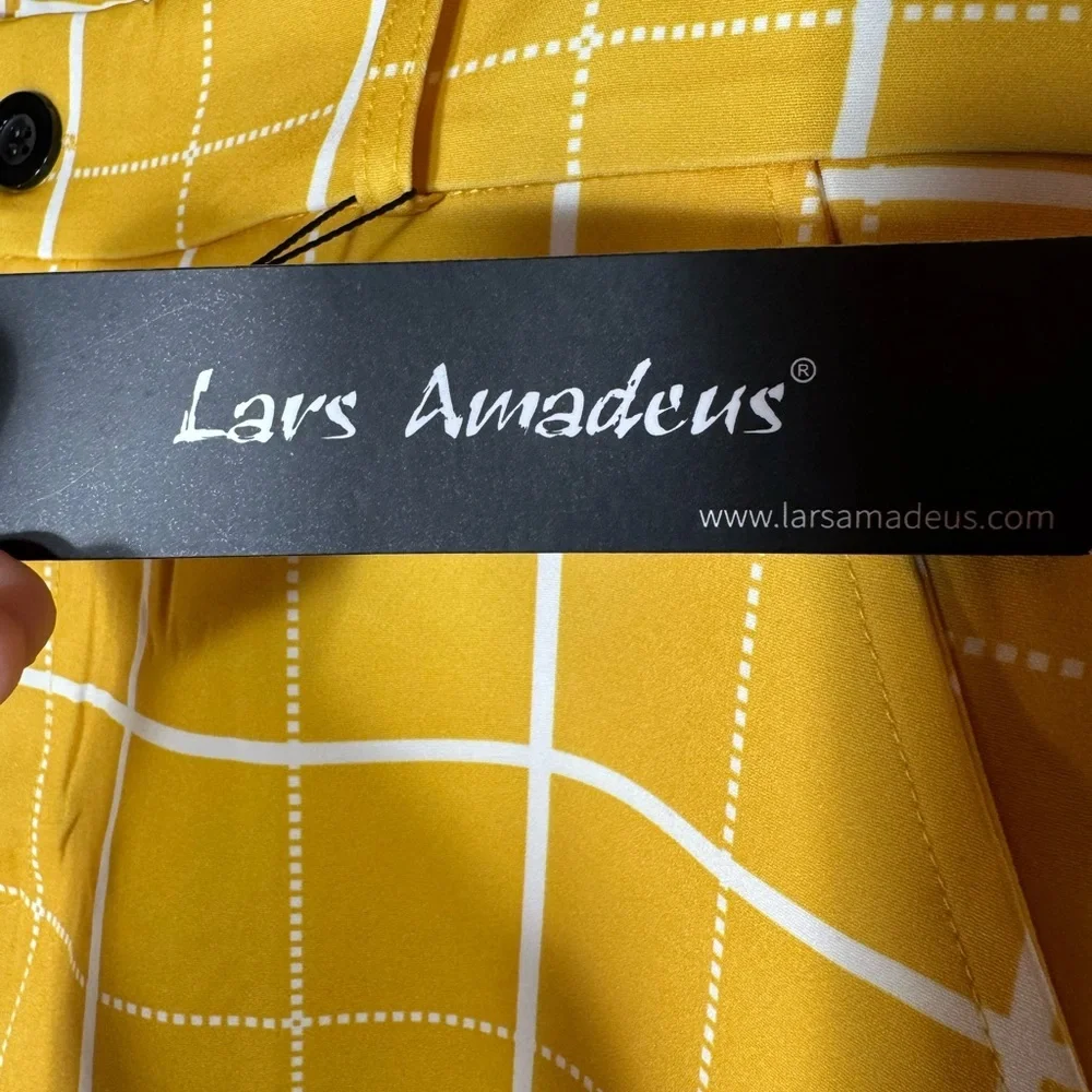 Lars‎ Amadeus Men's Plaid Cropped Ankle Length Business Golf Trousers Sz 36 - Picture 8 of 15